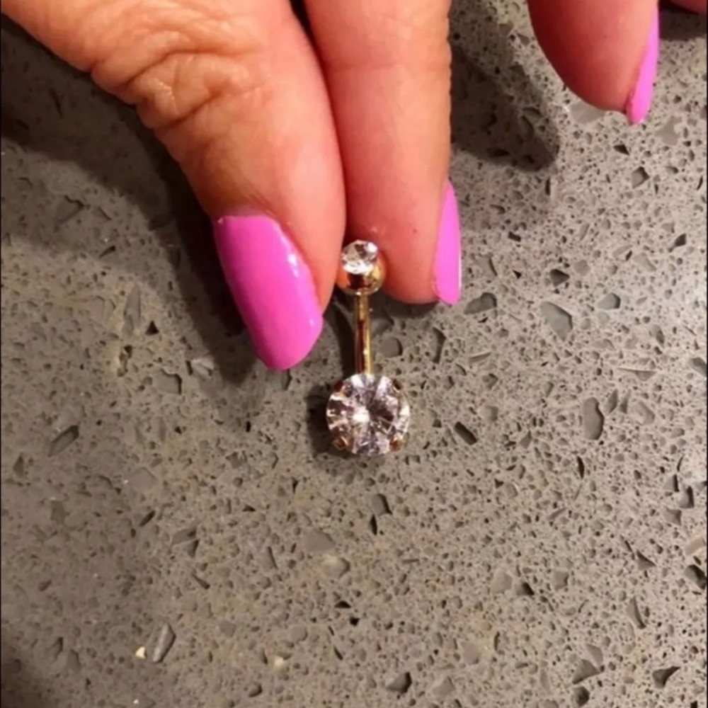 Gold cubic zirconia belly ring